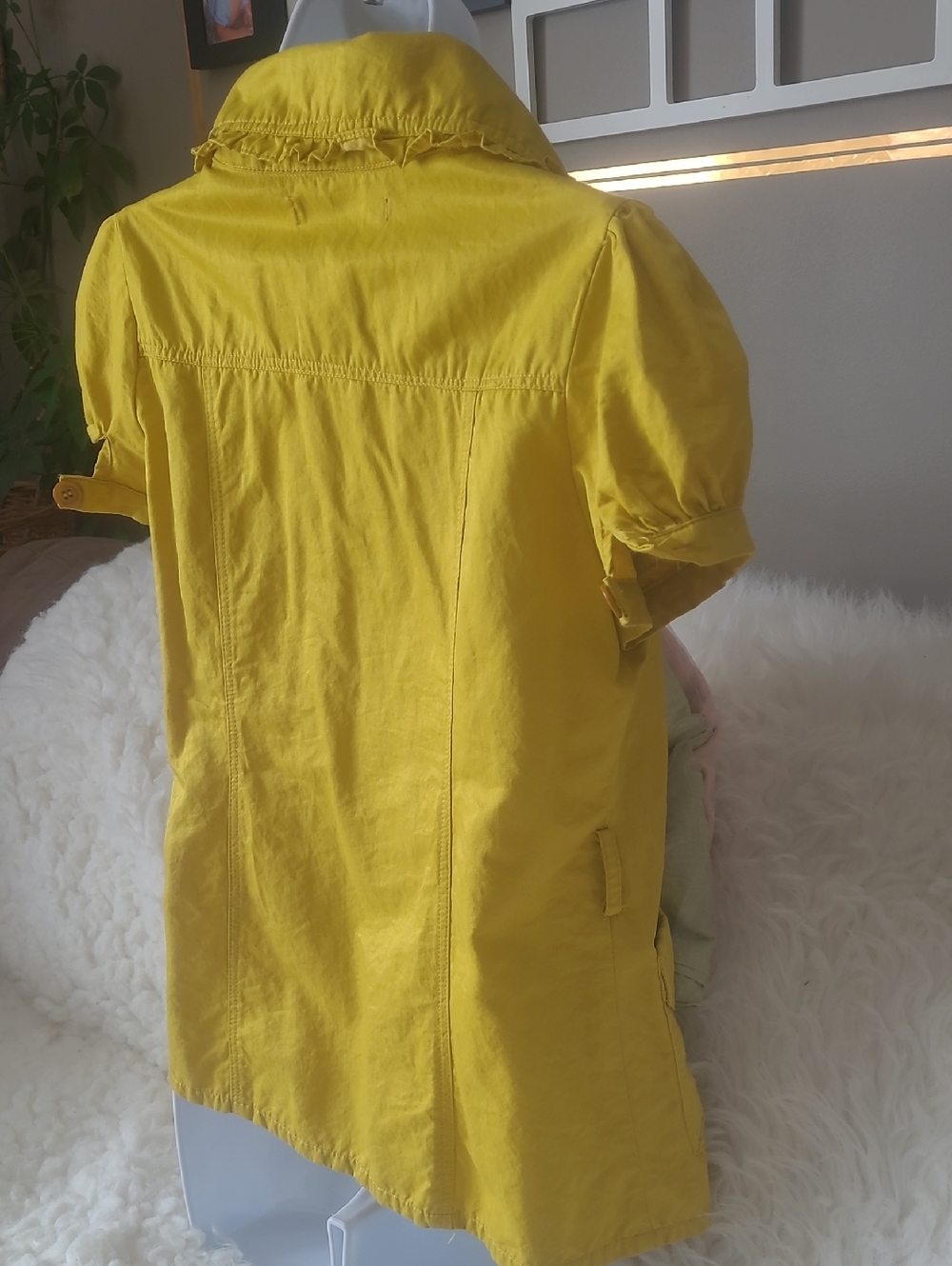 Yellow Ruffle-Trim Button Front Women’s Top - Picture 5 of 7